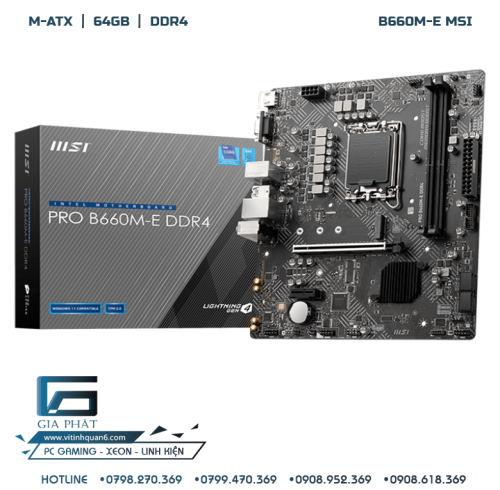 Mainboard MSI PRO B660M-E (DDR4, LGA1700, Mirco-ATX) - NEW BOX CHÍNH HÃNG